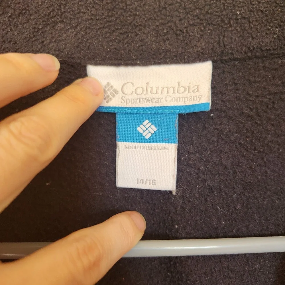 Columbia Fleece ‎ Black Full Zip Up Fleece Jacket Youth 14/16